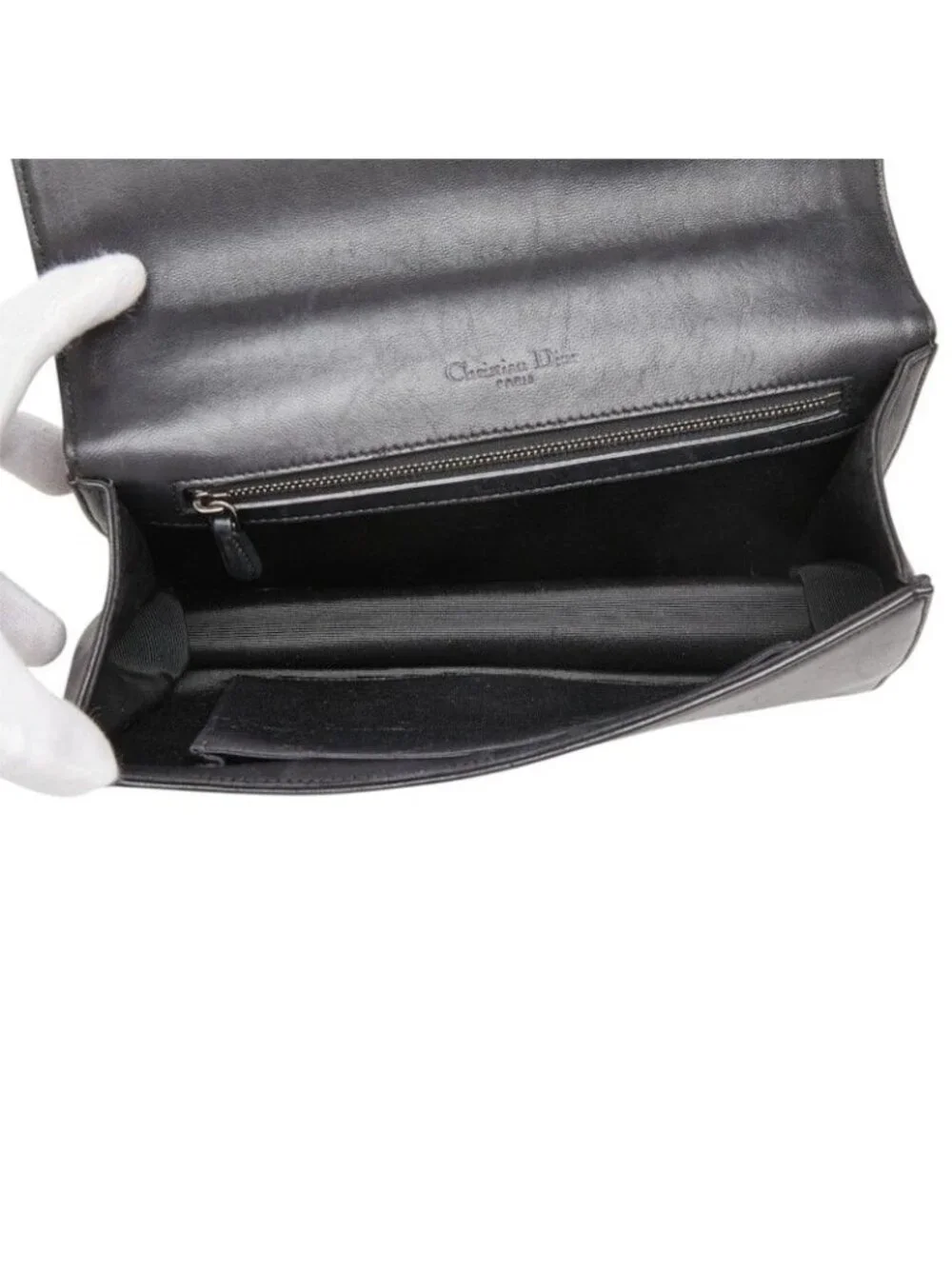 Dior Ama Chain Shoulder Bag Black Leather